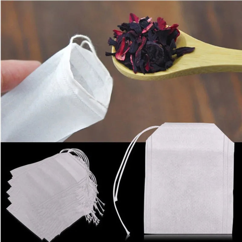 100 Pcs Disposable Tea Bags with String