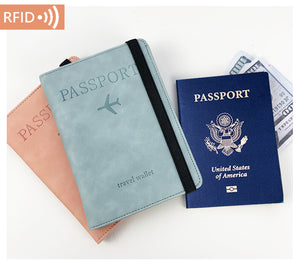 Leather Travel Wallet RFID blocking Passport Holder With SIM Pocket