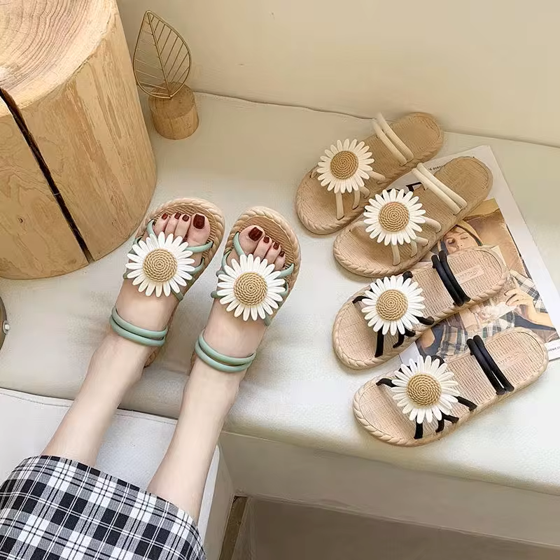 flowers florets flat sandals