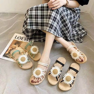 flowers florets flat sandals