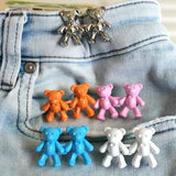 2pcs Bear Detachable Metal Buttons Snap Fastener Pants