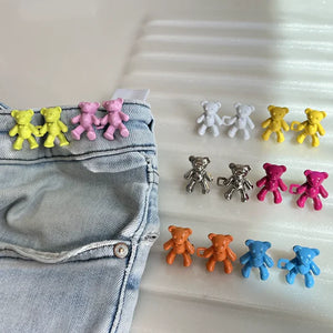 2pcs Bear Detachable Metal Buttons Snap Fastener Pants