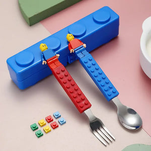 Building Blocks Design Stainless Steel Spoon and Fork Set